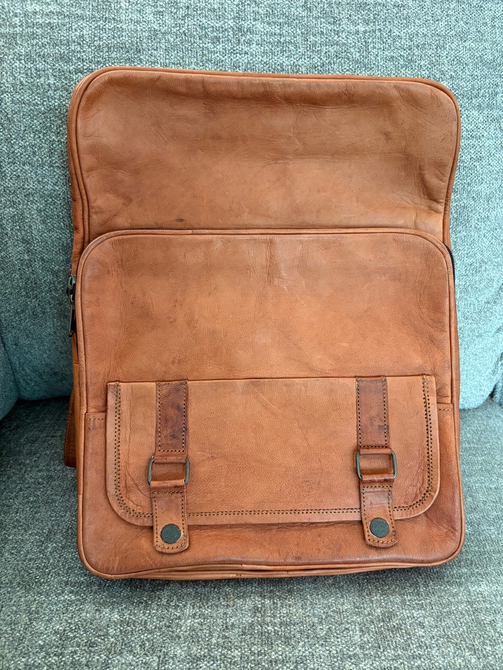 Genuine Leather Messenger Backpack